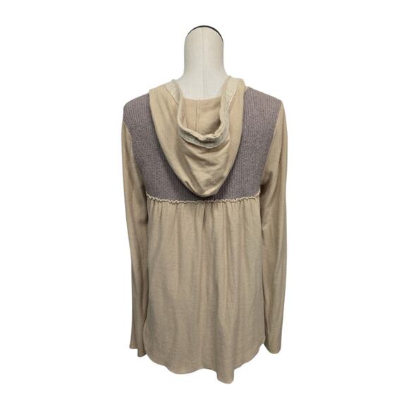 Free People‎ Peasant Cardigan Sweater Size Small Beige Brown Button Up Bohemian - Picture 2 of 11